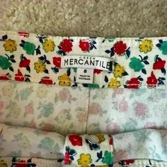 J Crew Mercantile Cotton Denim Style Floral A line Skirt Button Front Skirt 8 - Picture 9 of 10